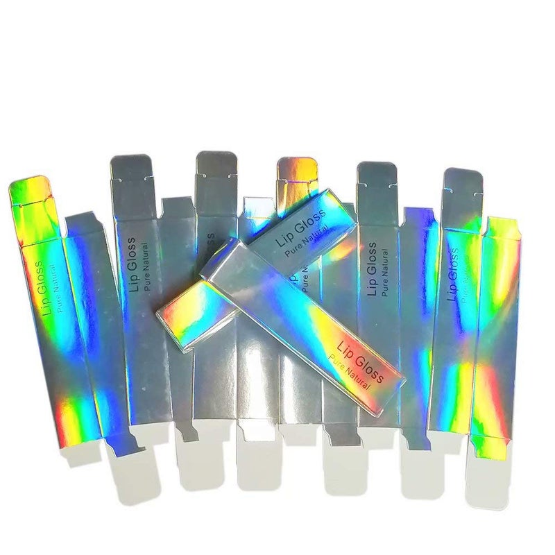 ANZKA 50 Pcs Lip Gloss Boxes 10.7x2.3x2.3 cm Silver Holographic Packaging Box  Kraft Paper Glossy Lipgloss Tube Wrapping Boxes - Image 4